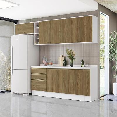 Armário de Cozinha Completa Celeste 8 Portas 4 Gavetas MDF 280cm Branco Contemporâneo