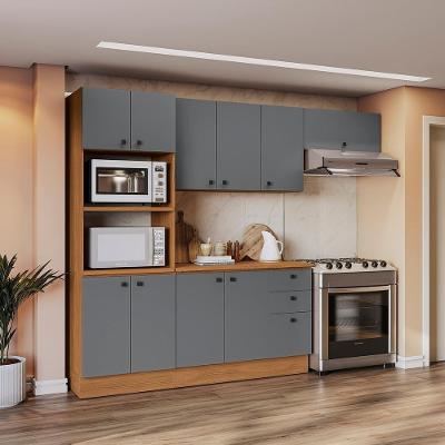 Armário De Cozinha Completa 270cm Canela/cinza Sagrado Pixel Kappesberg