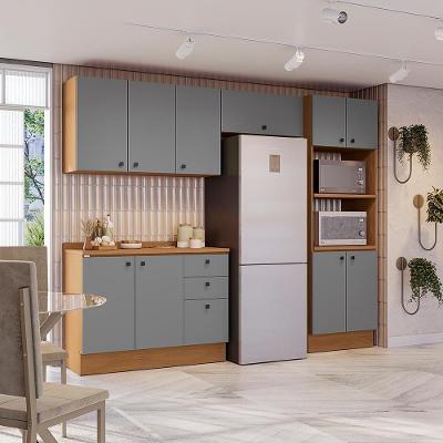 Armário De Cozinha Completa 270cm Canela/cinza Sagrado Pixel Kappesberg