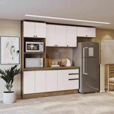 Armário De Cozinha Completa 100% Mdf 270cm Nogueira/branco Celeste Kappesberg