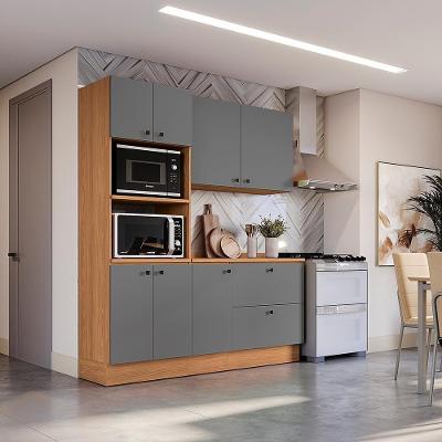Armário de Cozinha Pixel com Sete Portas em MDP 190cm Cinza Sagrado e Canela Kappesberg