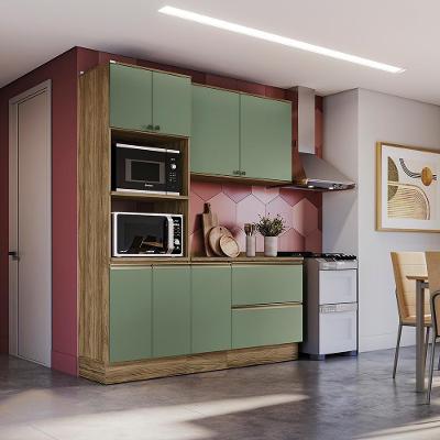 Armário de Cozinha Compacta Torre Quente Celeste 7 Portas MDF 190cm Nogueira Verde Kappesberg