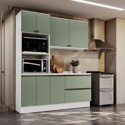 Armário De Cozinha Compacta Torre Quente 100% Mdf 190cm Branco/verde Celeste Kappesberg