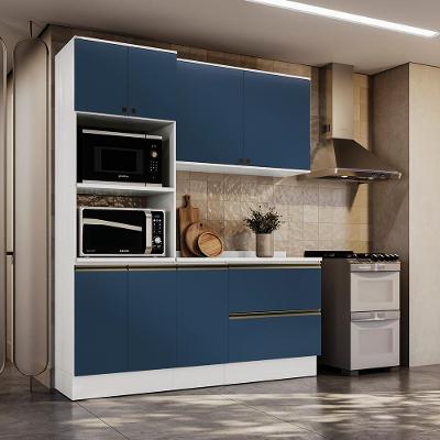 Armário De Cozinha Compacta Torre Quente 100% Mdf 190cm Branco/azul Profundo Celeste Kappesberg