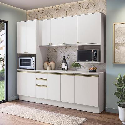 Armário De Cozinha Compacta Nicho Micro-ondas 100% Mdf 250cm Branco Celeste Kappesberg