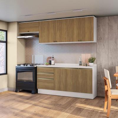 Armário de Cozinha Completa Celeste 8 Portas 3 Gavetas MDF 260cm Branco