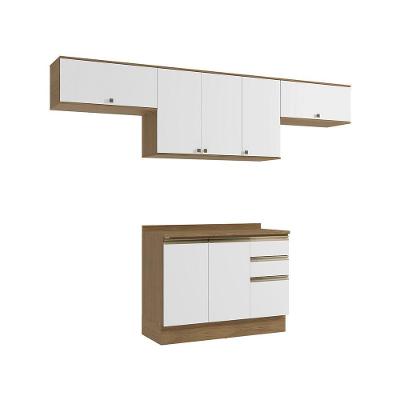 Armário de Cozinha Completa Celeste 7 Portas 3 Gavetas MDF 280cm Branco