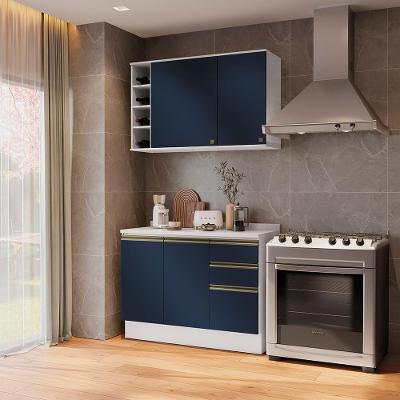 Armário De Cozinha Compacta Garrafeiro 100% Mdf 120cm Branco/azul Profundo Celeste Kappesberg