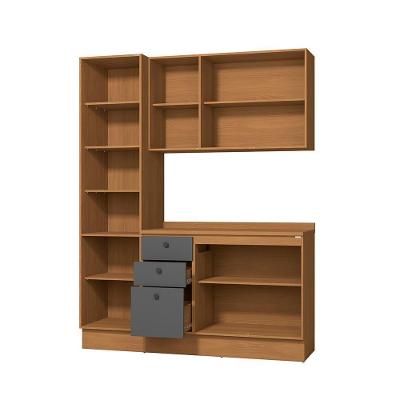 Armário de Cozinha Compacta Pixel 7 Portas 3 Gavetas MDP 170cm Cinza Canela