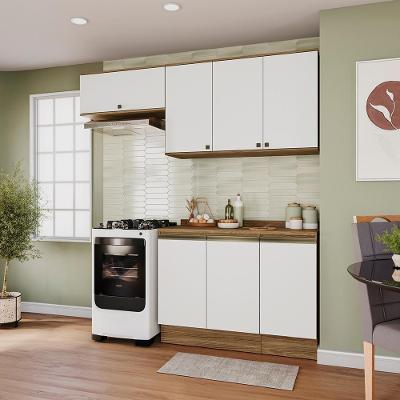 Armário De Cozinha Compacta 100% Mdf 200cm Nogueira/branco Celeste Kappesberg