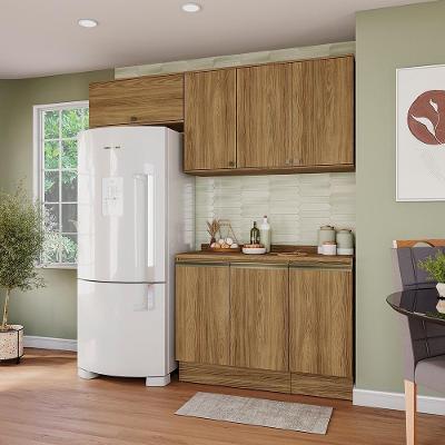 Armário De Cozinha Compacta 100% Mdf 200cm Nogueira Celeste Kappesberg