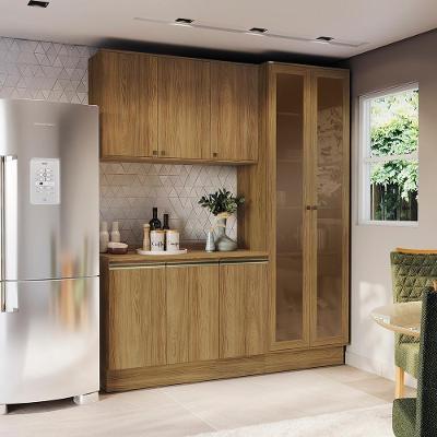 Armário de Cozinha Compacta CB1395 8 Portas 1 Gaveta MDF 192cm Marrom