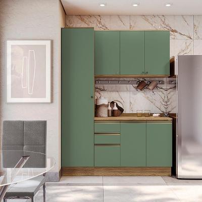 Armário De Cozinha Compacta 100% Mdf 170cm Nogueira/verde Celeste Kappesberg