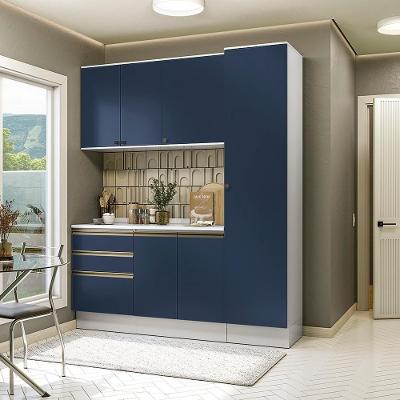 Armário De Cozinha Compacta 100% Mdf 190cm Branco/azul Profundo Celeste Kappesberg