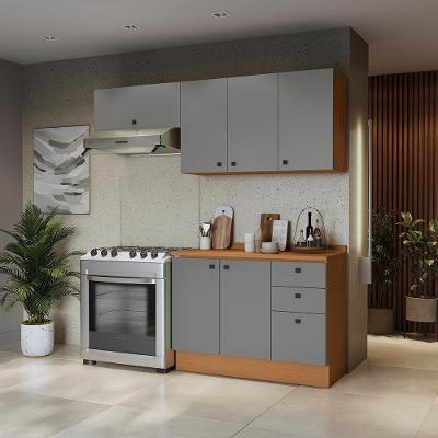 Armário de Cozinha Compacta Pixel 6 Portas 3 Gavetas MDF 200cm Cinza Sagrado