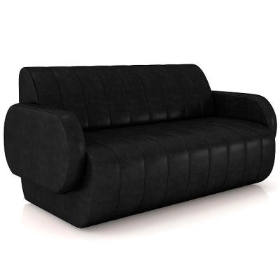 Sofá 2 Lugares Sala Living Orgânico 148cm Fávara K01 Couríssimo Preto - Lyam Decor