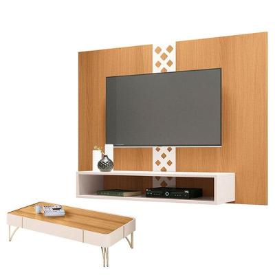 Painel Para Tv Home Suspenso Form Com Mesa De Centro Cadenza Cinamomo Off White - Hb Móveis