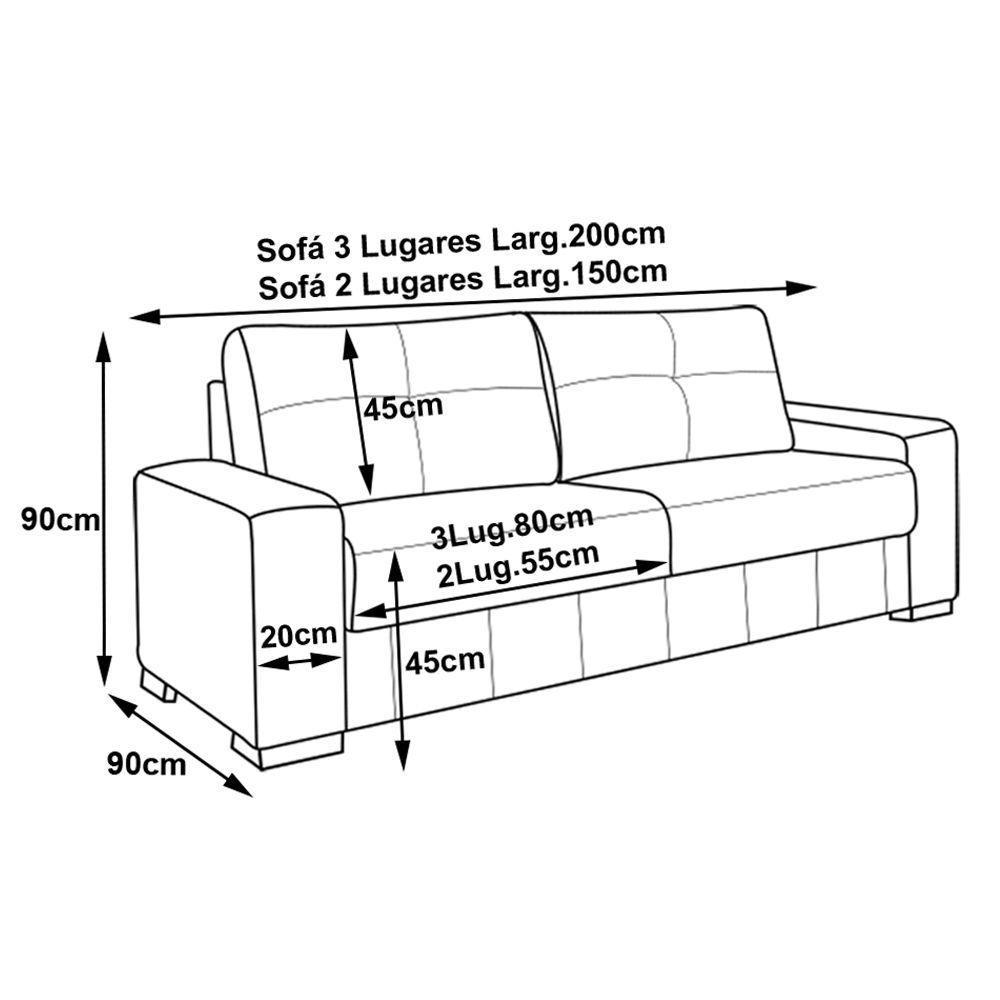 Sofá 2 E 3 Lugares Turim Couro Marrom Fosco - 2