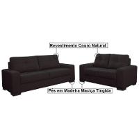 Sofá 2 E 3 Lugares Turim Couro Marrom Fosco - 3