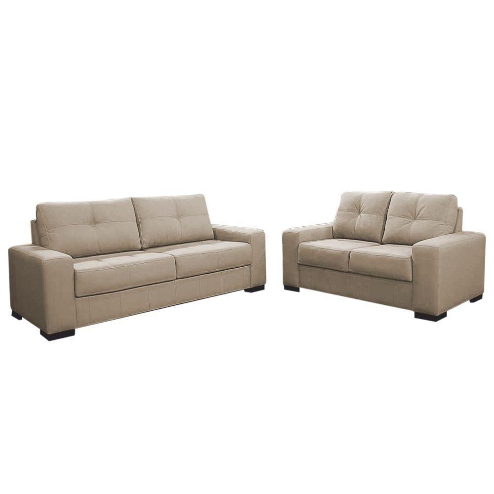 Sofá 2 E 3 Lugares Turim Couro Bege 66 - 1