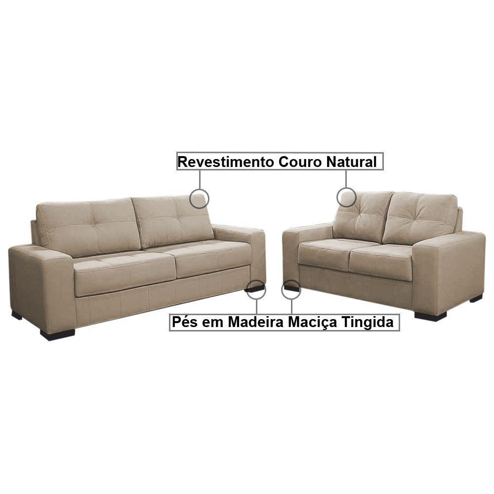 Sofá 2 E 3 Lugares Turim Couro Bege 66 - 2