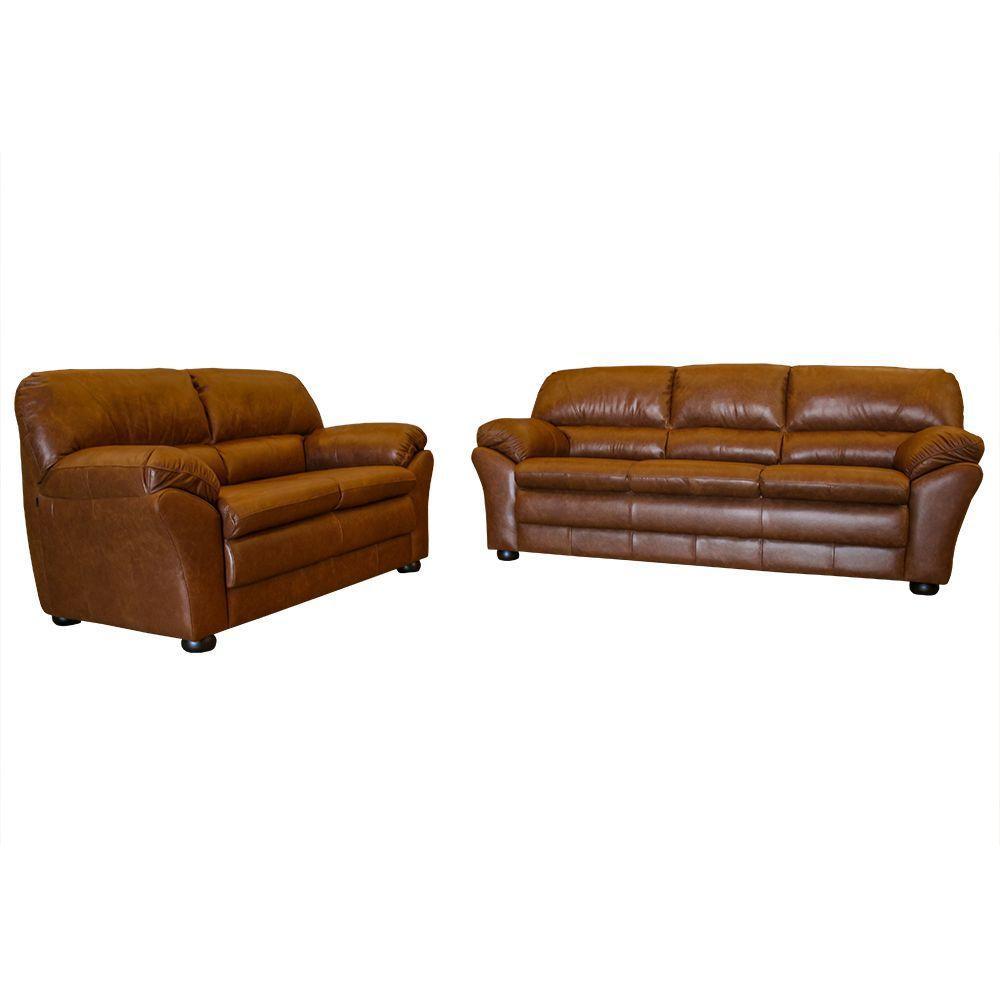 Sofá 2 E 3 Lugares Laura Couro Marrom Envelhecido - 1