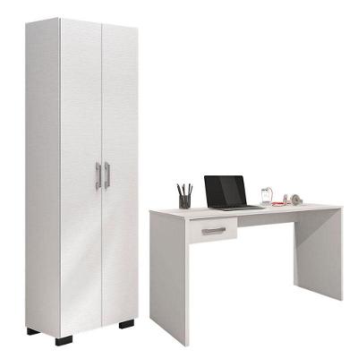 Mesa Para Computador Gávea Com Gaveta E Livreiro Office Com Portas Grandes Branco Trama - Móveis Leão