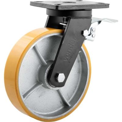 Rodizio Giratório Com Freio 8'' Pu+ferro Industrial Vonder
