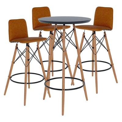 Mesa Bistrô Com Banqueta Kit 3 Peças Gourmet Preto Facto Marrom - Imcal