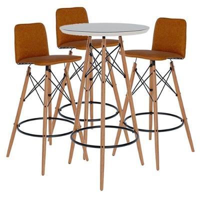 Mesa Bistrô Com Banqueta Kit 3 Peças Gourmet Off White Facto Marrom - Imcal