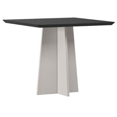 Mesa De Jantar Anitta 90x90 Cm Com Vidro Off White Preto – New Ceval