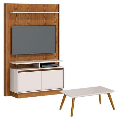 Estante Home Theater Fit 1.2 Com Mesa De Centro Classic Freijó Off White - Imcal