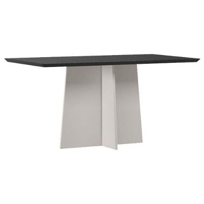 Mesa De Jantar Anitta 160x90 Cm Com Vidro Off White Preto – New Ceval