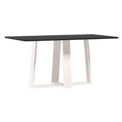 Mesa De Jantar Rubi 160x90 Cm Com Vidro Off White Preto – New Ceval