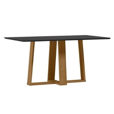 Mesa De Jantar Rubi 160x90 Cm Com Vidro Ype Damasco Preto – New Ceval
