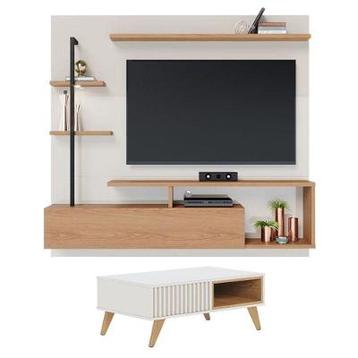 Mesa De Centro Jeri Com Painel Para Tv Suspenso Maragogi Off White Freijó - Colibri