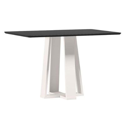 Mesa De Jantar Rubi 120x80 Cm Com Vidro Off White Preto – New Ceval