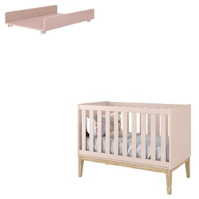 Berço Americano New Classic Com Trocador Juju Rosa Fosco - Reller