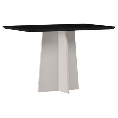 Mesa De Jantar Anitta 120x80 Cm Com Vidro Off White Preto
