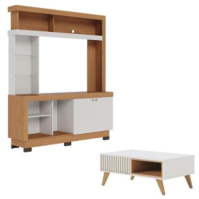 Estante Home Theater Valença Freijó Off White Com Mesa De Centro Jeri Off White Freijó - Colibri