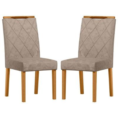 Cadeira Para Mesa De Jantar Sarah Kit 2 Peças Ype Camurça Marrom - New Ceval