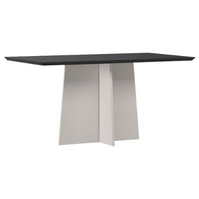 Mesa De Jantar Anitta 160x90 Cm Com Vidro Off White Preto - New Ceval