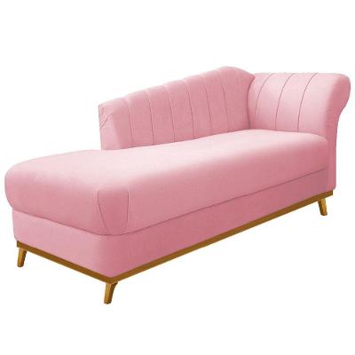 Recamier Vanessa 185cm Esquerdo Suede Rosa Bebê Doce Sonho