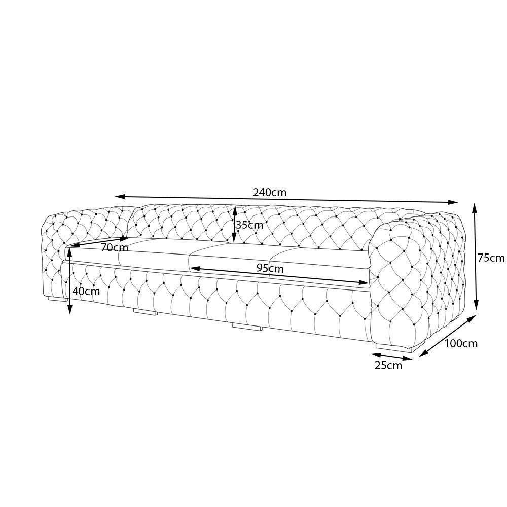 Sofá 3 Lugares Astúria Couro Natural Bege 66 - 2