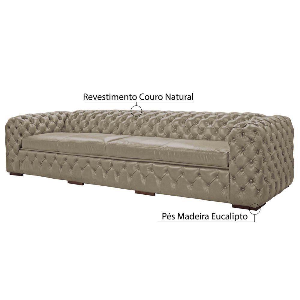 Sofá 3 Lugares Astúria Couro Natural Bege 66 - 4