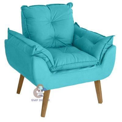 Poltrona Opala Suede Azul Turquesa