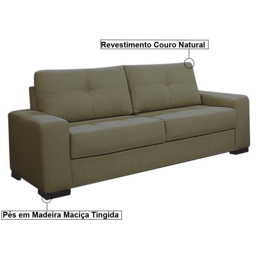 Sofá 3 Lugares 200cm Turim Couro Fendi - 4