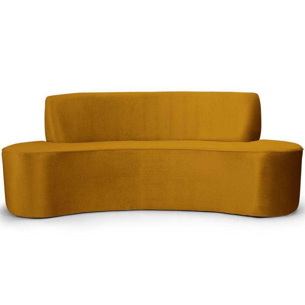 Sofá 3 Lugares 230 cm Bélgica Veludo Mostarda - 1