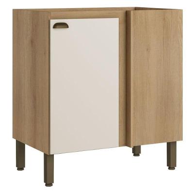 Balcão Canto Reto 94 Cm 1 Porta Sem Tampo Finesse Capuccino Off White - Thb