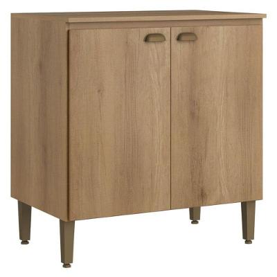 Balcão 80 Cm 2 Porta Com Tampo Moderna Capuccino Off White- Thb